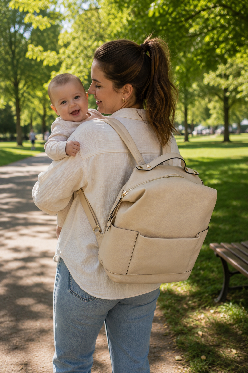 Diaper Stroller Backpack Set – Neutral Beige