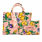 Luxury Canvas Tote bag Set- Pink Citrus 🍋