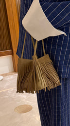 Fringe suede bag