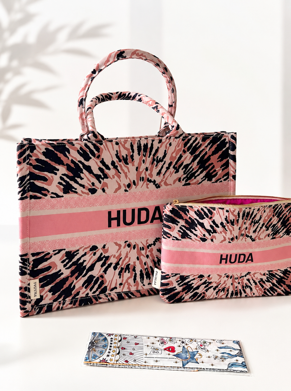 Luxury Canvas Tote Bag Set- Pink Horizon