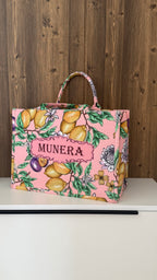 Luxury Canvas Tote bag set- pink citrus 🍋