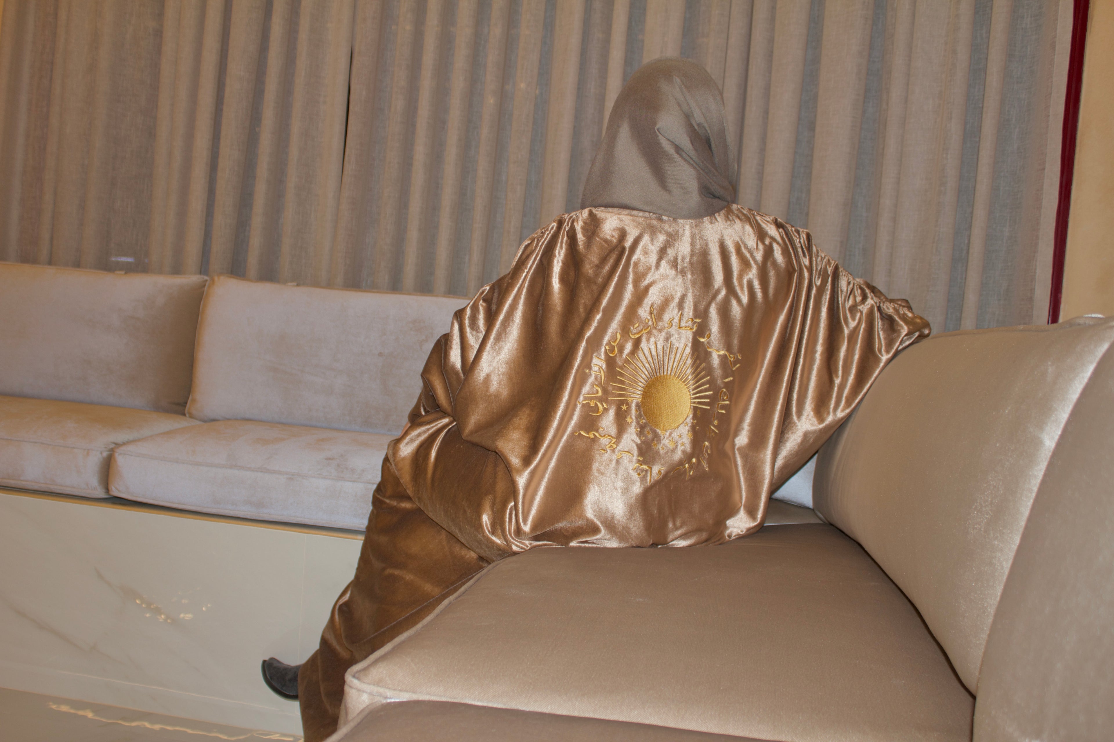 Greig daraa with gold embroidery