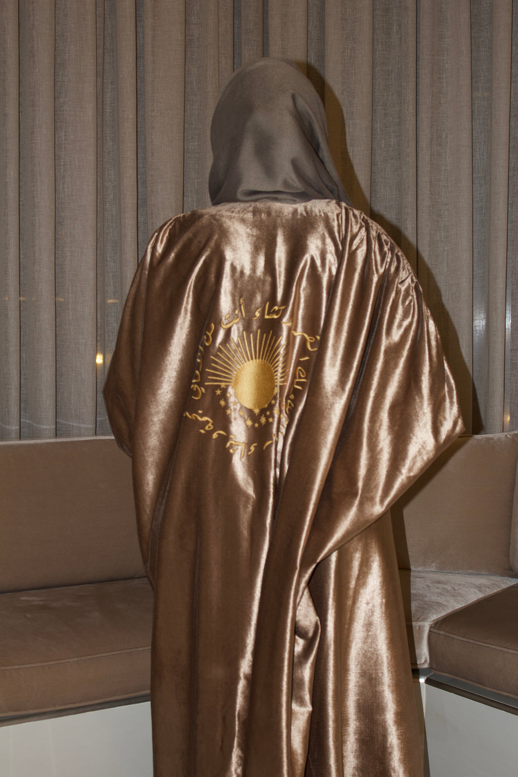 Greig daraa with gold embroidery