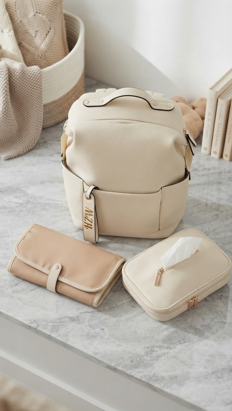 Diaper Stroller Backpack Set – Neutral Beige