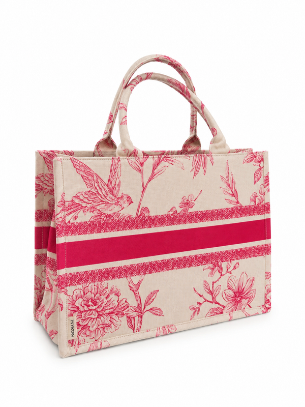 Luxury canvas tote bag- Pink Riviera