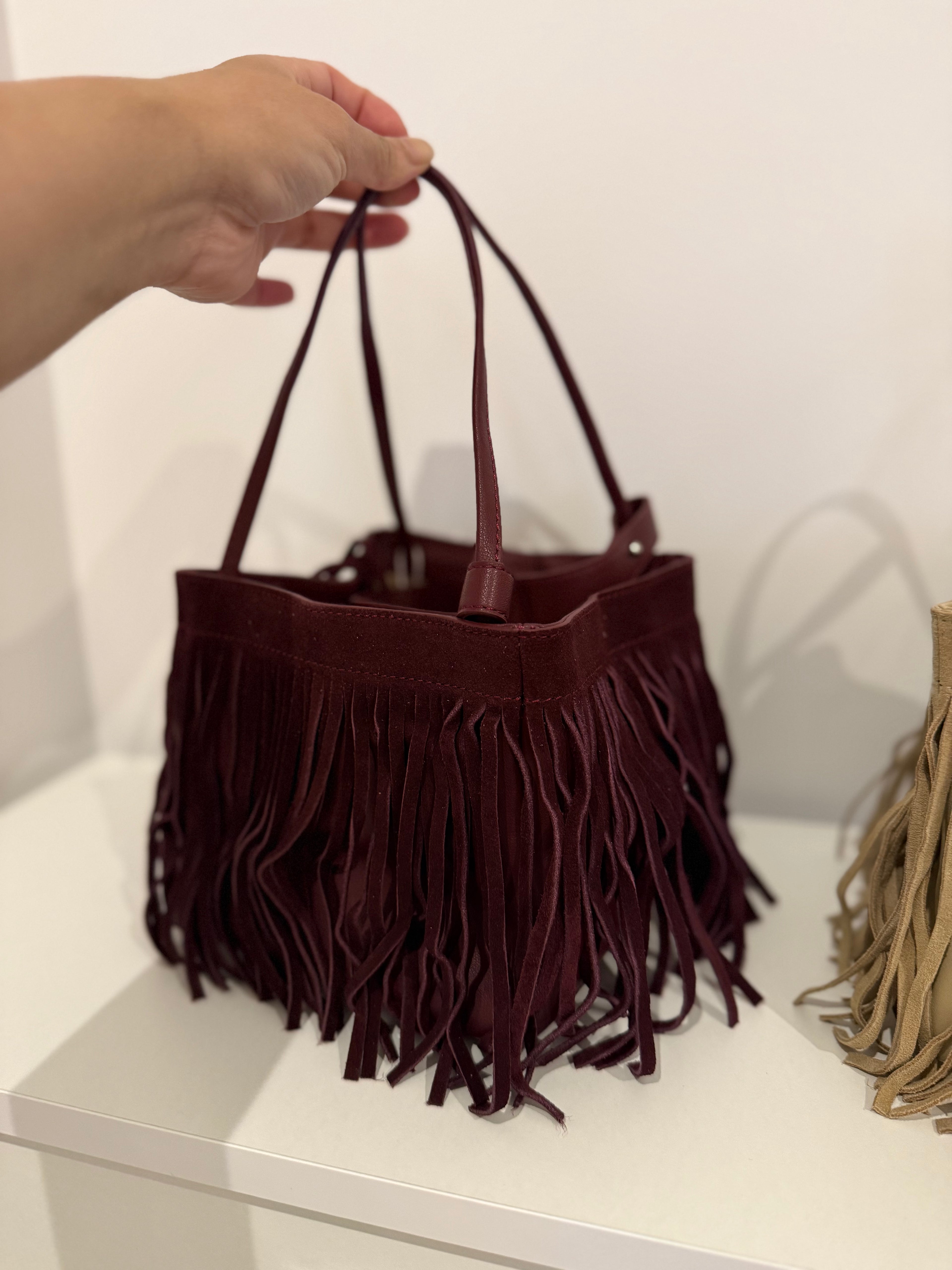 Fringe suede bag
