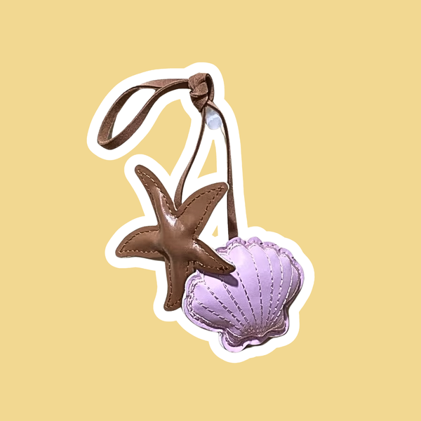 Leather charm- shell & seashell 🐚