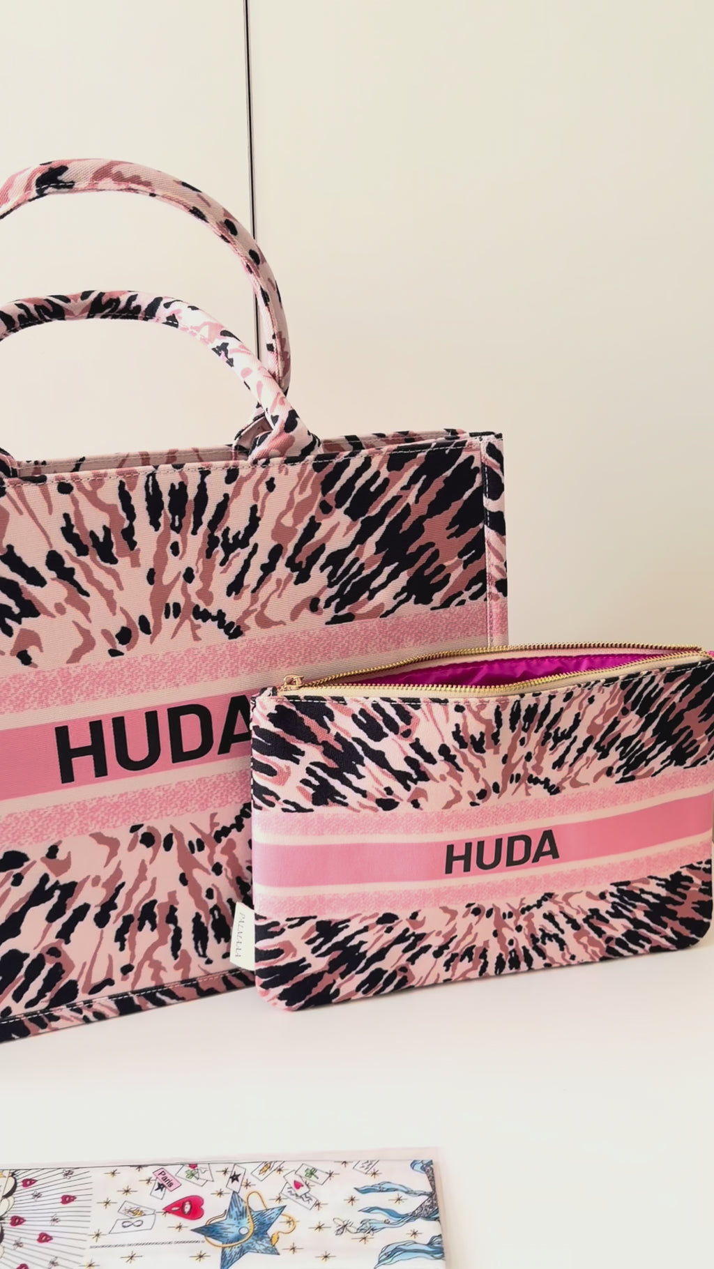 Luxury Canvas Tote Bag Set- Pink Horizon