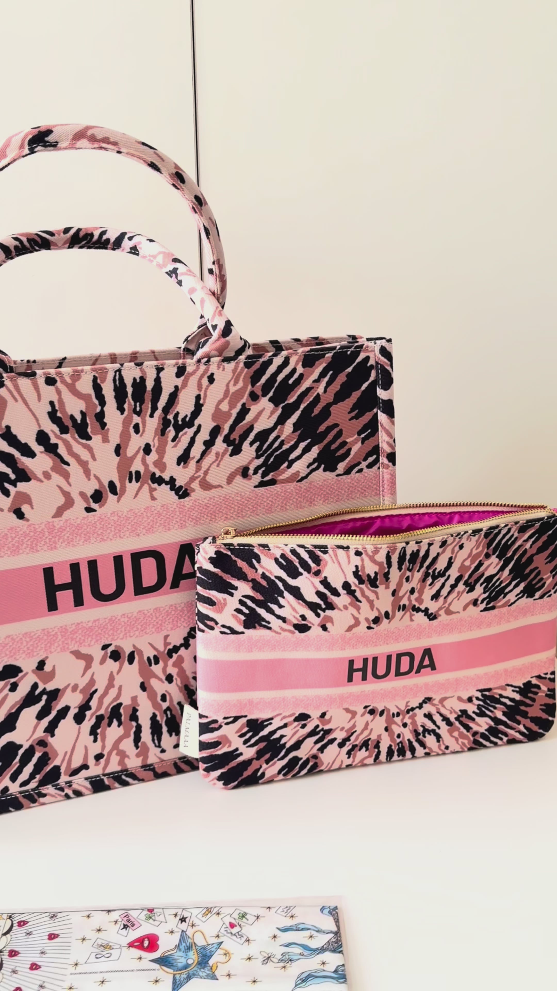 Luxury Canvas Tote Bag Set- Pink Horizon